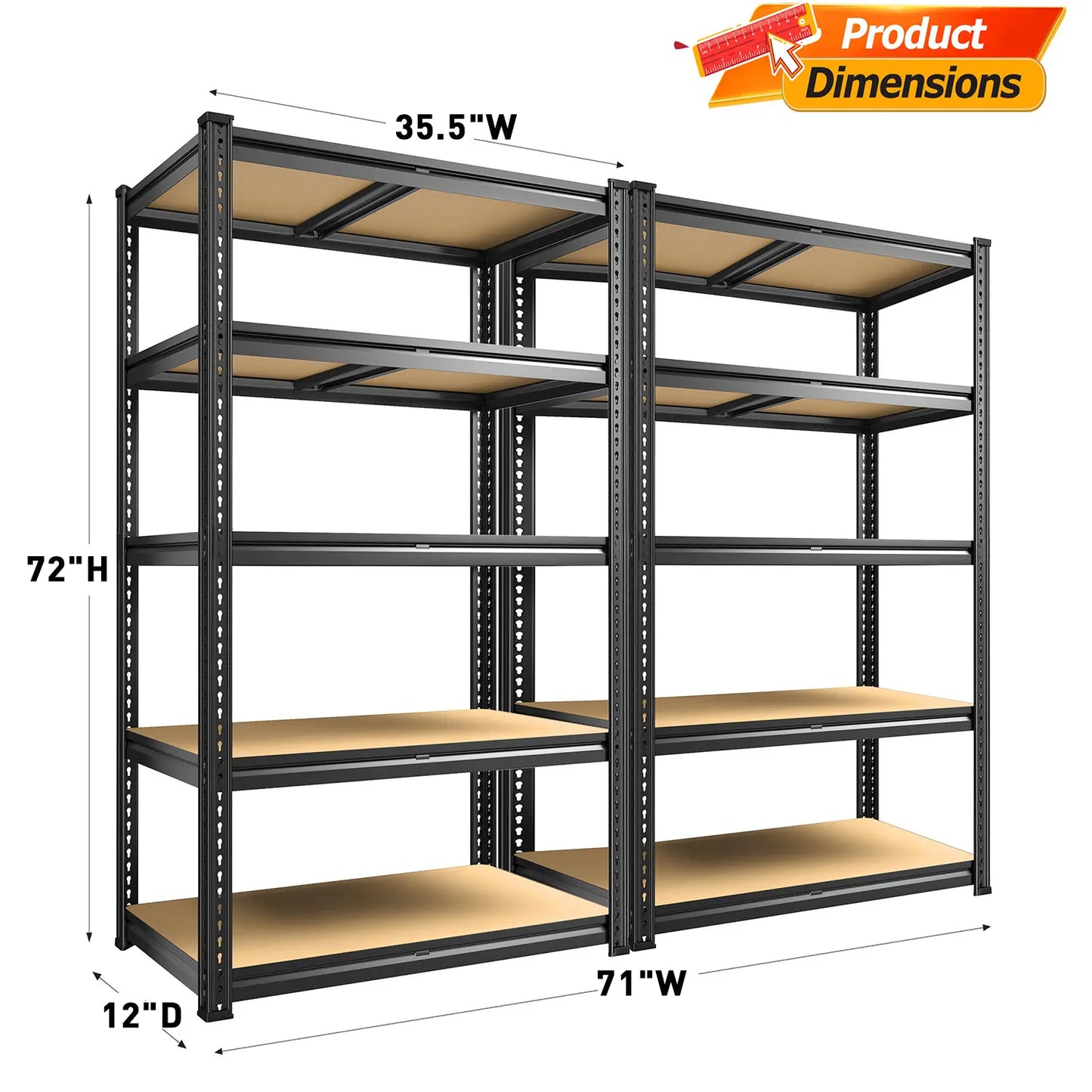 Raybee 2-Pack 4-Tier Heavyduty Garage Shelving Units Metal Shelves Storage Height Adjustable Utility Racks for Warehouse Organizing Pantry Kitchen Basement Shelf Organiser 35.5"Wide 12" Deep 60" High Twin Size 71" Wide #Tiktokshopbacktoschool