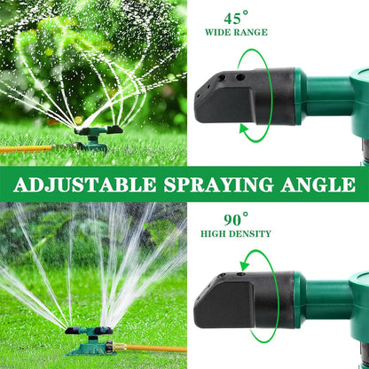 360 Degree Rotating Lawn Sprinkler, Automatic Garden Watering System, Large Area Coverage Irrigation, Heavy Duty Yard Sprinkler for Outdoor Spray, Adjustable Lawn & Garden Watering Device