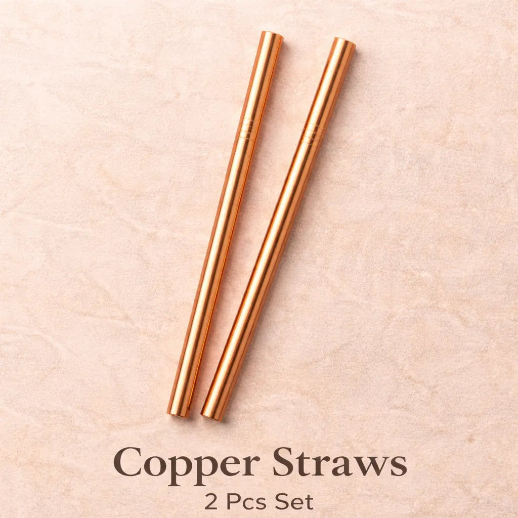 Livingnish Elegant 11-In Pure Copper Reusable Metal Drinking Straws, 2-Piece Set for Moscow Mule Mugs, Everyday Hydration & Livingnish Copper Water Bottle Compatibility