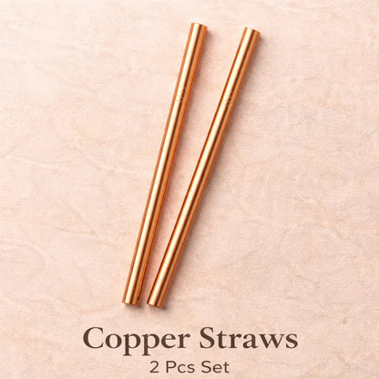 Livingnish Elegant 11-In Pure Copper Reusable Metal Drinking Straws, 2-Piece Set for Moscow Mule Mugs, Everyday Hydration & Livingnish Copper Water Bottle Compatibility
