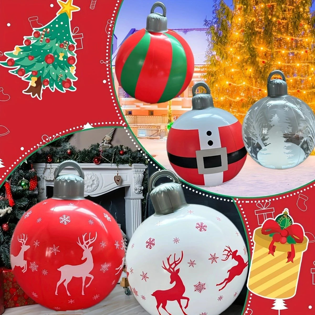 Multiple Styles Giant Inflatable Christmas Ball Outdoor Inflatable Decoration Christmas Snowman PVC Inflatable Decorated Ball