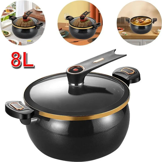 Large Capacity Stockpot with Twist Lock Handle for Quick Cooking, Non-Stick 8.45QT Multi-Purpose Cooking Pot, Multifunctional Soup Pot#Dealsforyoudays,Home Essentials