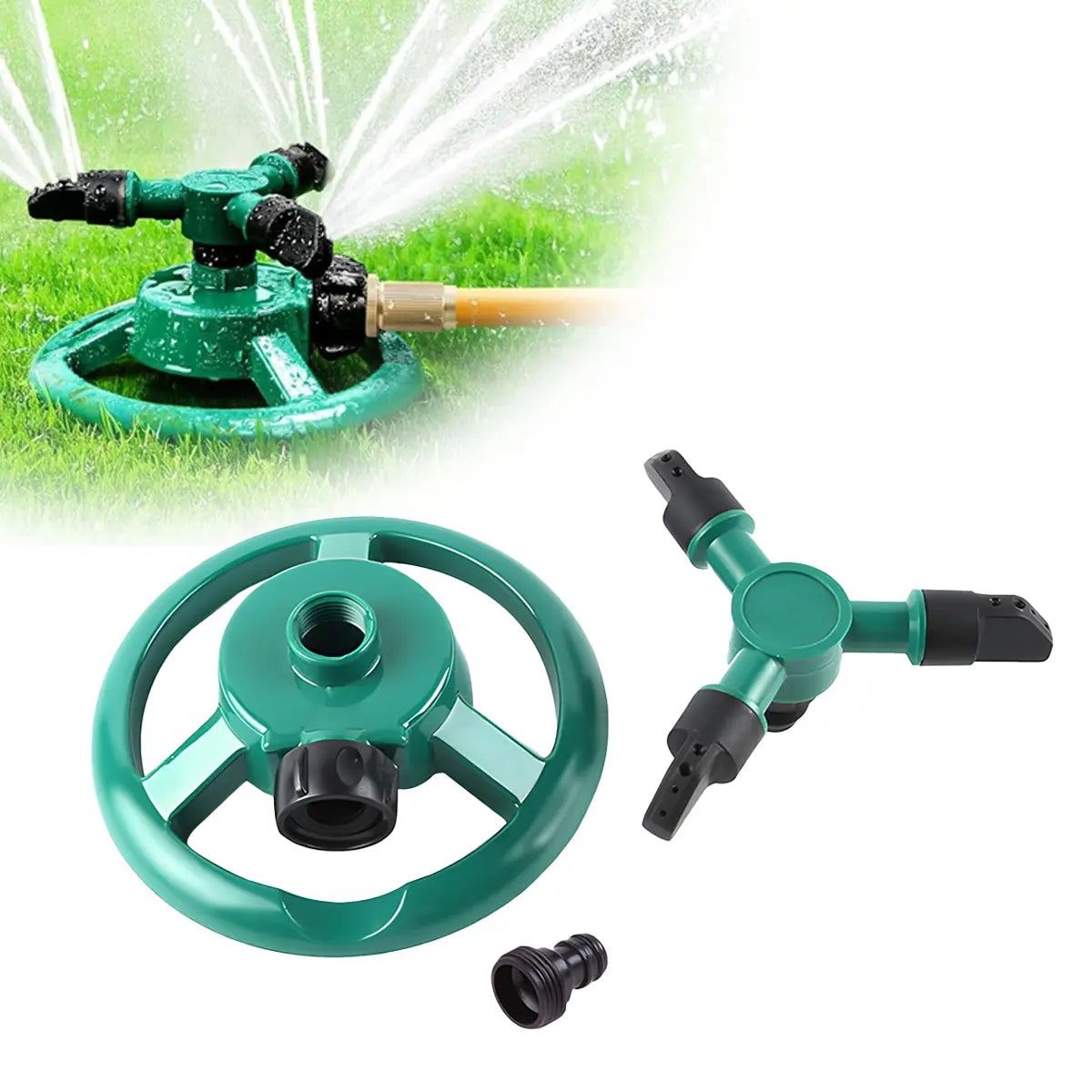 360 Degree Rotating Lawn Sprinkler, Automatic Garden Watering System, Large Area Coverage Irrigation, Heavy Duty Yard Sprinkler for Outdoor Spray, Adjustable Lawn & Garden Watering Device