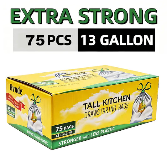 Count Ultra Strong 13Gallon Trash Bags, Individually Folded Tall Kitchen Trashbags Resist Leaks, Punctures, Ripsdrawstring,Office,Outdoors,Party,Petlovers,Summerwins,Dorm Essentials,Home Essentials