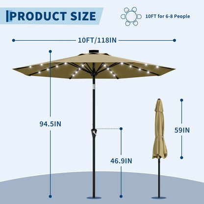 [Summervibes] Garvee 15Ft Large Outdoor Patio Umbrella with Base – LED Light Option, Double-Sided, Crank Handle, Waterproof, Comes with Weighted Base and Sandbag, Accommodates 10 People, Great for Poolside, Garden, Lawn, Backyard, Deck and Beach