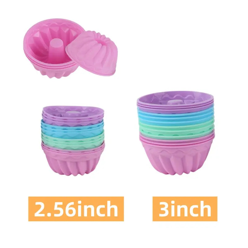 24Pcs/2.76Inch round Food-Grade Flexible Silicone Baking Cups - Nonstick Pumpkin Cake/Soap Molds, Oven-Safe, Dishwasher Safe, Heat-Resistant Bakeware for Kitchen Supplies, Weddings