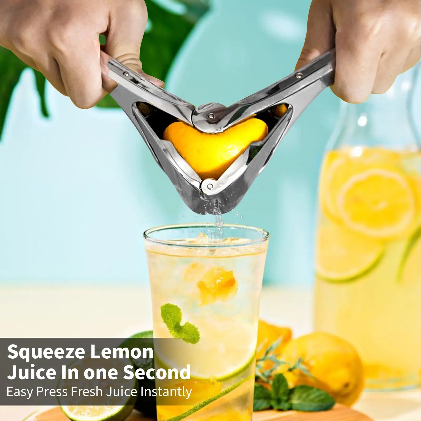 Stainless Steel Lemon Juice Squeezer - Durable Heavy-Duty Citrus Press, Ergonomic Home Kitchen Juicing Tool, Manual Handheld Utensils for Lemon Lime Orange, Dishwasher Safe