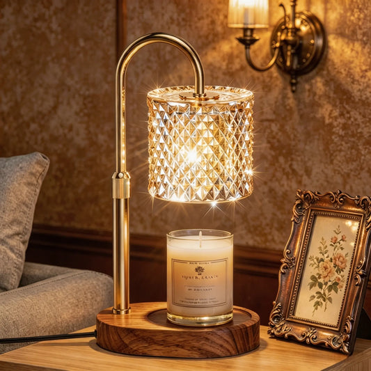 Adjustable Height Candle Warmer Lamp with Timer, Dimmer Control & 2 Heating Bulbs - Electric Light for Wax Melts & Jar Candles, Aesthetic Home Decor, Room Decorations, Apartment Accessories, Ideal Housewarming Gift