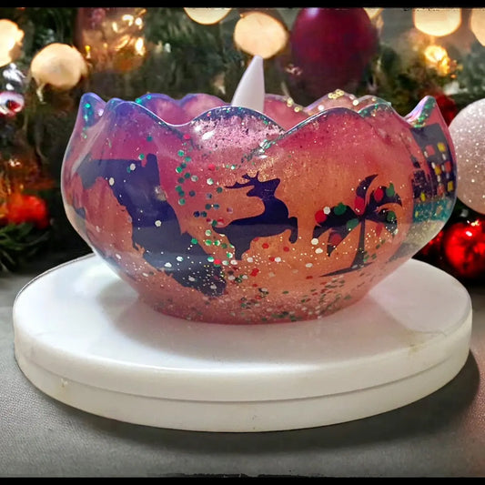 Christmas in Florida Lotus Tea Light Candle Holder