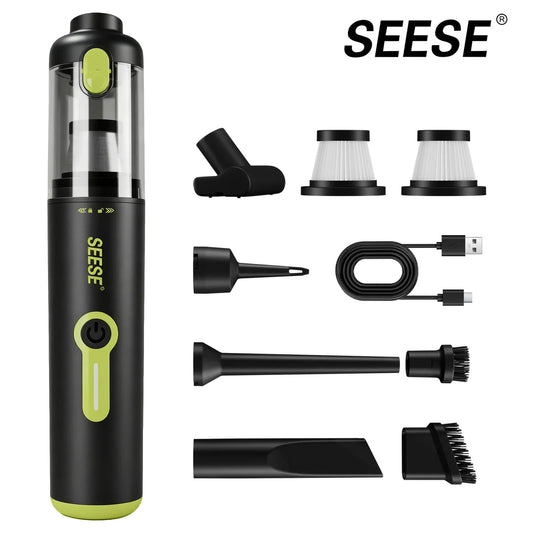 SEESE Car Vacuum Portable Cordless, 20000Pa 2 in 1 Vacuum Cleaner&Air Duster, 100W Brushless Motor Handheld Vacuum Cordless with 6000Mah Battery, Multi-Nozzles for Car, Home, Office, Pet Backtoschool