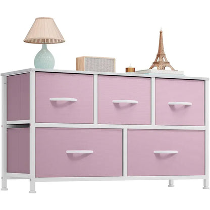 【Back to School】5-Drawer Fabric Storage Tower Dresser, Solid, Stable, Multifunctional Cupboard Cabinet with Fabric Bins, Apartment Furniture for Bedroom Closet Organization, Entryway Use, Room Accessories, Aesthetic Decor, Living Room Decorations