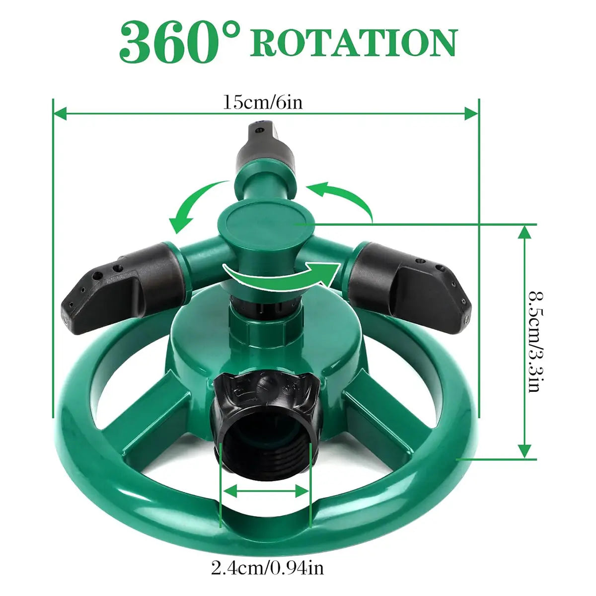 360 Degree Rotating Lawn Sprinkler, Automatic Garden Watering System, Large Area Coverage Irrigation, Heavy Duty Yard Sprinkler for Outdoor Spray, Adjustable Lawn & Garden Watering Device