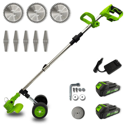 JQX 3-In-1 Cordless Power Handheld Stringless Grass Trimmer - Lightweight Electric Grass Cutting Tool, Adjustable Handle, Multi-Blade System, Quiet Operation Garden Cutter for Lawn Maintenance, Garden Grass Cutter