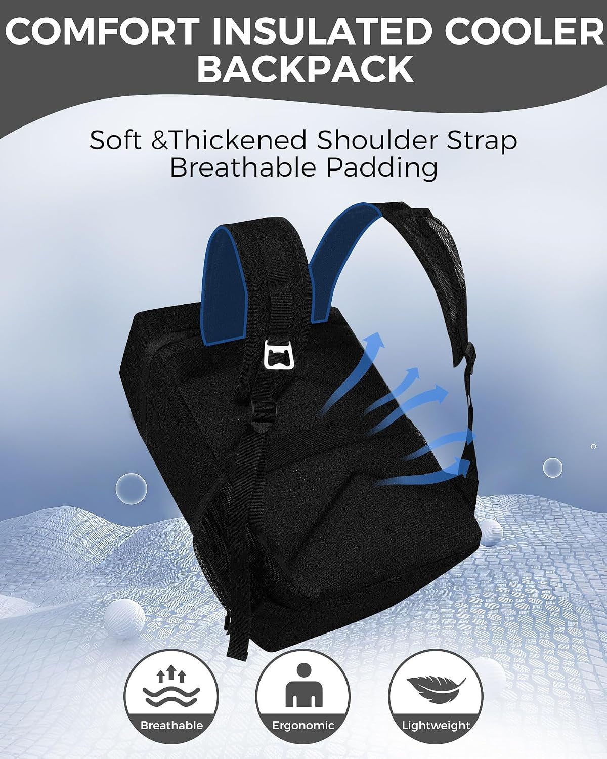 Lightweight Insulated Cooler Backpack - 30 Cans, Leak-Proof for Lunch, Picnic, Hiking, Camping Trips