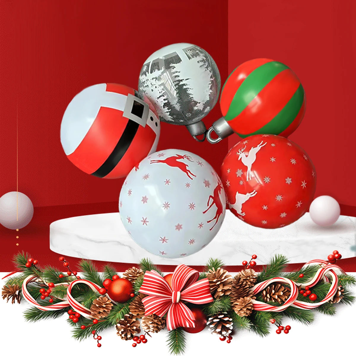 Multiple Styles Giant Inflatable Christmas Ball Outdoor Inflatable Decoration Christmas Snowman PVC Inflatable Decorated Ball