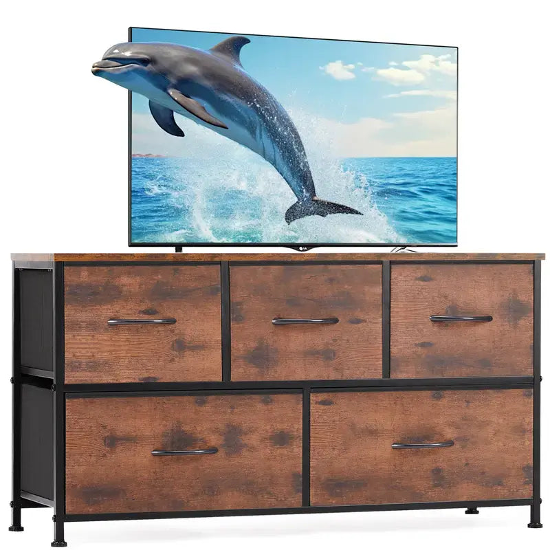 【Back to School】5-Drawer Fabric Storage Tower Dresser, Solid, Stable, Multifunctional Cupboard Cabinet with Fabric Bins, Apartment Furniture for Bedroom Closet Organization, Entryway Use, Room Accessories, Aesthetic Decor, Living Room Decorations