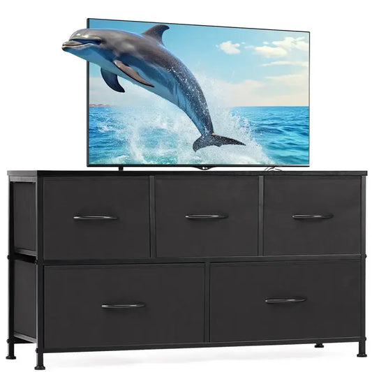 【Back to School】5-Drawer Fabric Storage Tower Dresser, Solid, Stable, Multifunctional Cupboard Cabinet with Fabric Bins, Apartment Furniture for Bedroom Closet Organization, Entryway Use, Room Accessories, Aesthetic Decor, Living Room Decorations