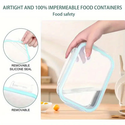 16Pcs Kitchen Glass Snap Lid Food Storage Containers Set (8 Lids+8 Containers) - Durable Sealed Household Items, Microwave/Oven-Safe Utensils for Salads, Fruits, Meal Prep, Lunch Boxes