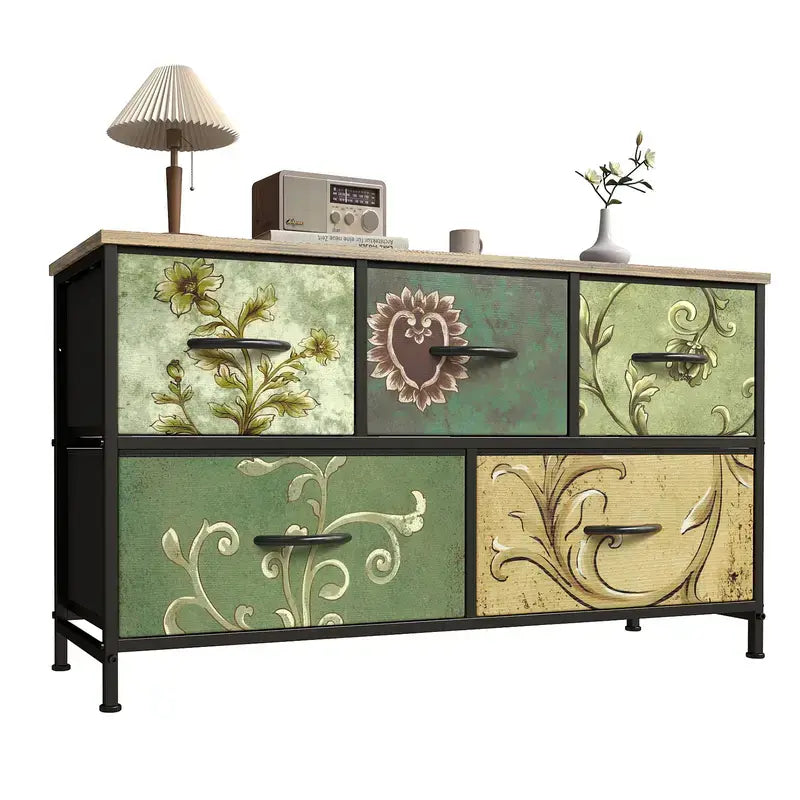【Back to School】5-Drawer Fabric Storage Tower Dresser, Solid, Stable, Multifunctional Cupboard Cabinet with Fabric Bins, Apartment Furniture for Bedroom Closet Organization, Entryway Use, Room Accessories, Aesthetic Decor, Living Room Decorations