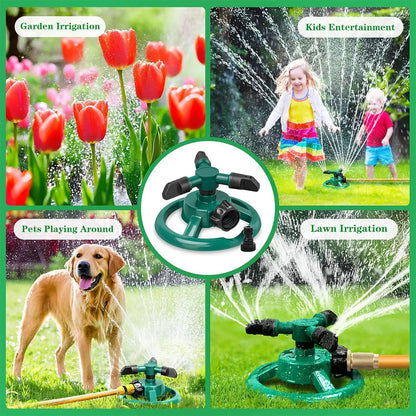 360 Degree Rotating Lawn Sprinkler, Automatic Garden Watering System, Large Area Coverage Irrigation, Heavy Duty Yard Sprinkler for Outdoor Spray, Adjustable Lawn & Garden Watering Device
