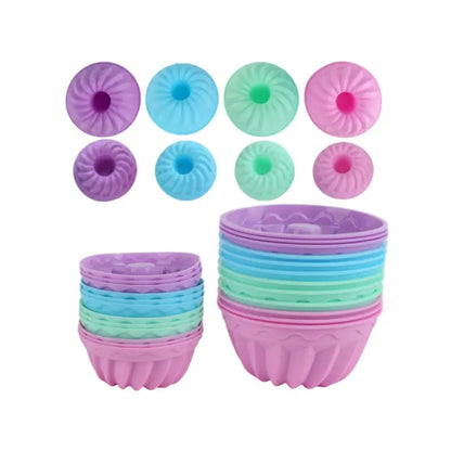 24Pcs/2.76Inch round Food-Grade Flexible Silicone Baking Cups - Nonstick Pumpkin Cake/Soap Molds, Oven-Safe, Dishwasher Safe, Heat-Resistant Bakeware for Kitchen Supplies, Weddings