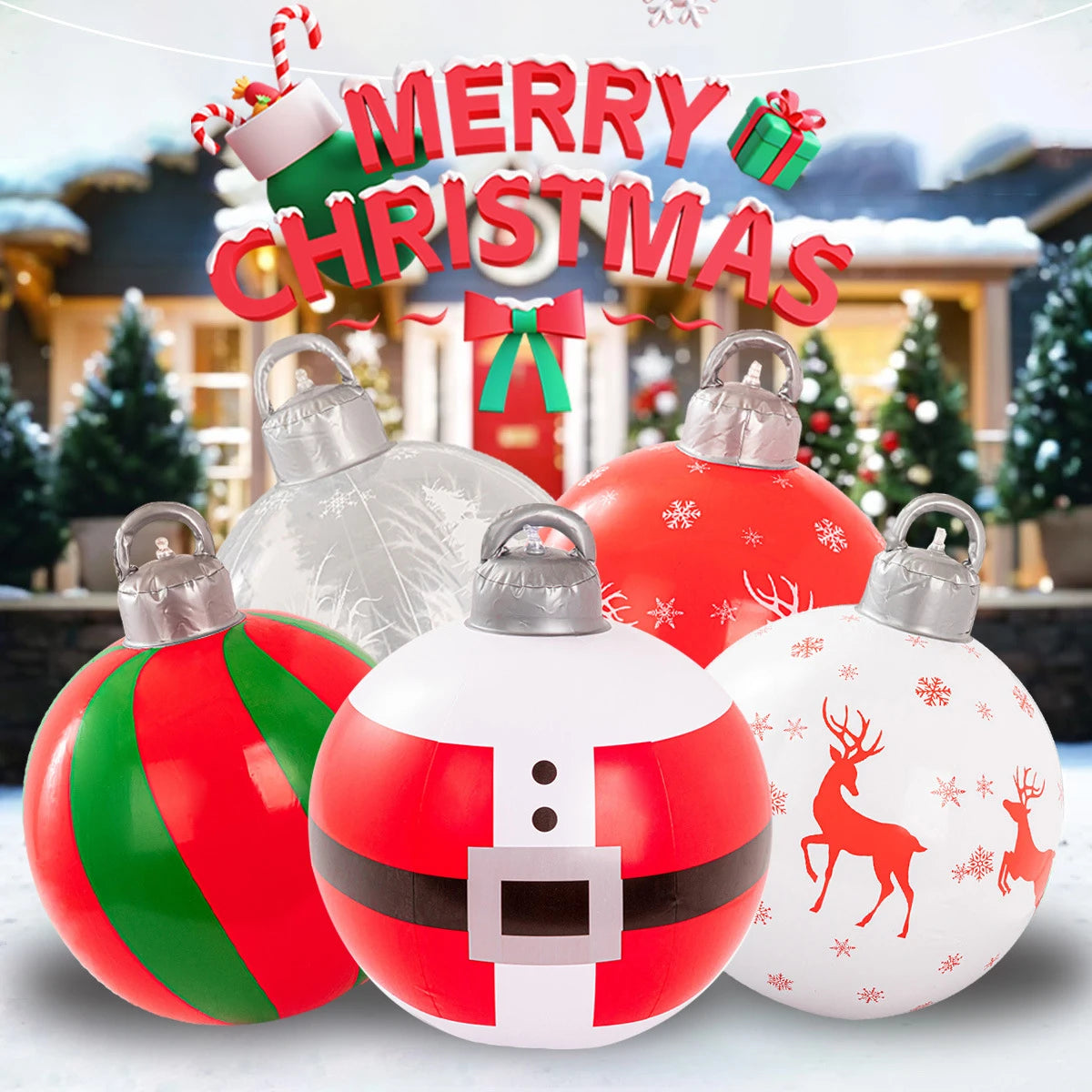 Multiple Styles Giant Inflatable Christmas Ball Outdoor Inflatable Decoration Christmas Snowman PVC Inflatable Decorated Ball