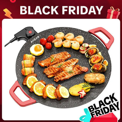 AORAN 16-Inch Nonstick Electric Grill Pan with Temperature Control - Kitchen Appliances Electric Griddle for Indoor Grill & Fry, Family Dinners