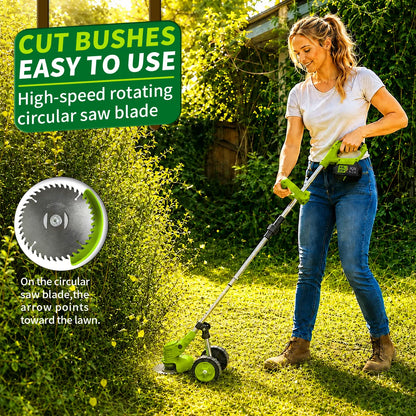 JQX 3-In-1 Cordless Power Handheld Stringless Grass Trimmer - Lightweight Electric Grass Cutting Tool, Adjustable Handle, Multi-Blade System, Quiet Operation Garden Cutter for Lawn Maintenance, Garden Grass Cutter