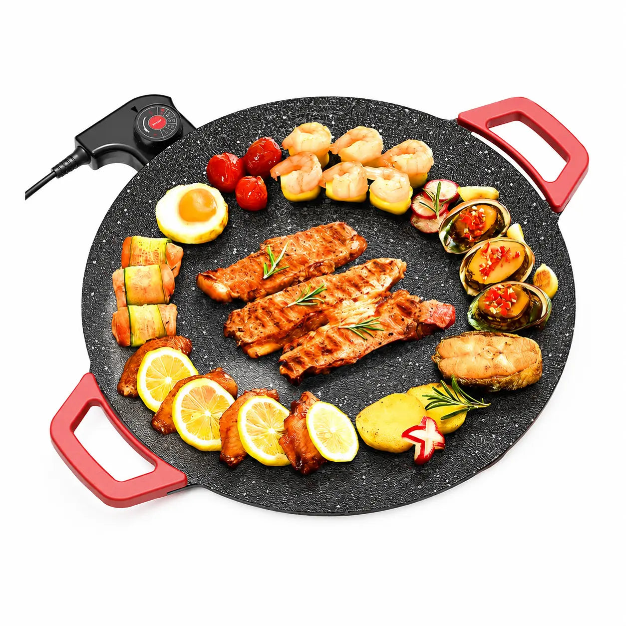 AORAN 16-Inch Nonstick Electric Grill Pan with Temperature Control - Kitchen Appliances Electric Griddle for Indoor Grill & Fry, Family Dinners