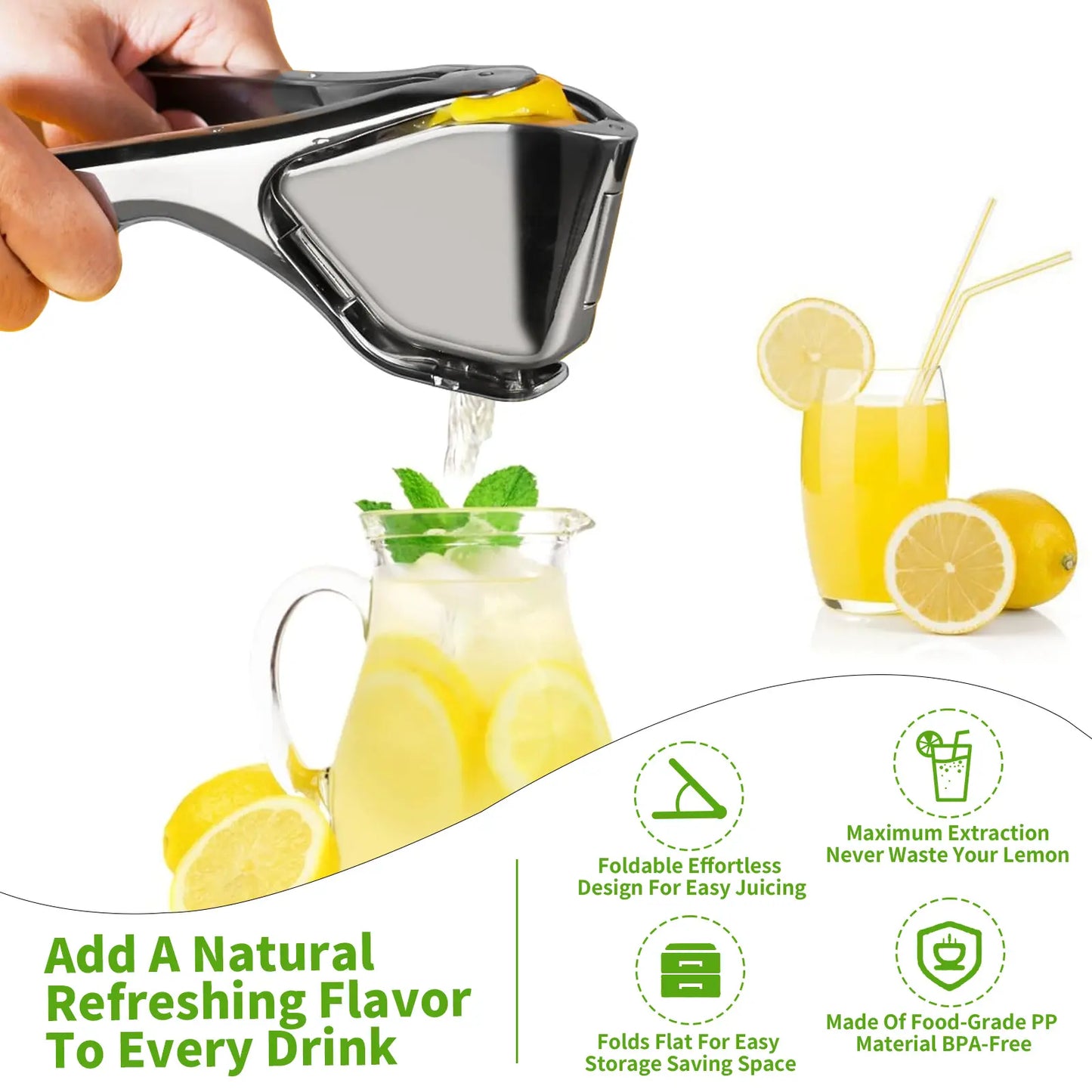 Stainless Steel Lemon Juice Squeezer - Durable Heavy-Duty Citrus Press, Ergonomic Home Kitchen Juicing Tool, Manual Handheld Utensils for Lemon Lime Orange, Dishwasher Safe