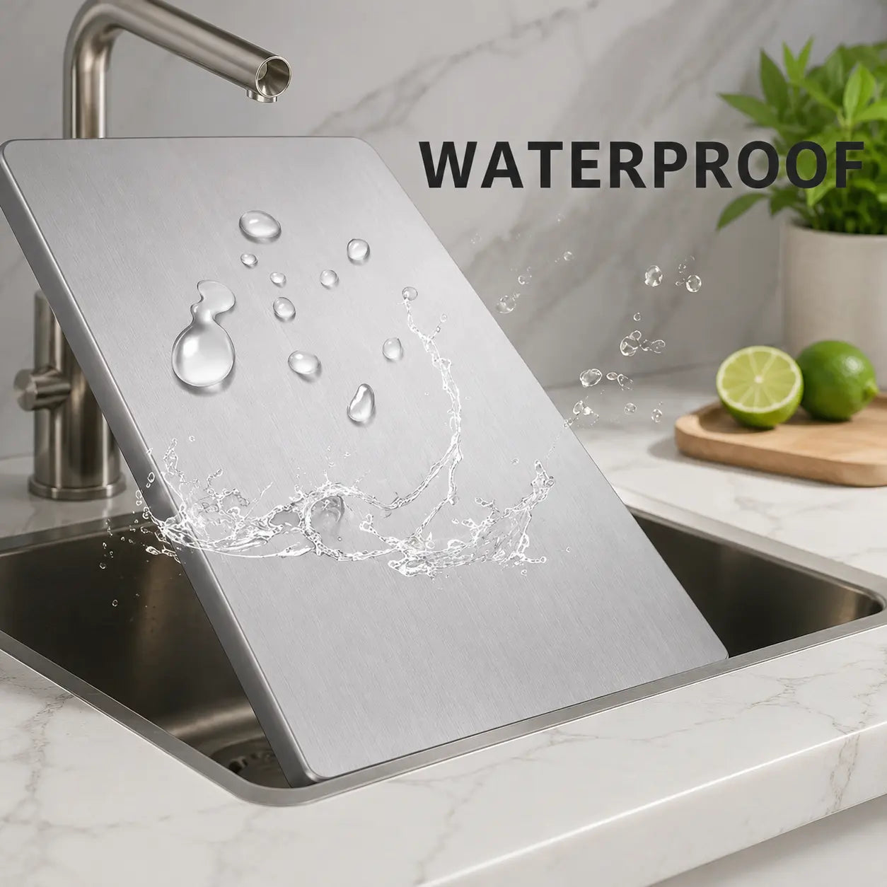 Stainless Steel Chopping Board - Anti-Slip Base, Mold-Resistant Kitchen Supply, Minimalist Essential Household Kitchen Accessory for Knife Use, Home Decor