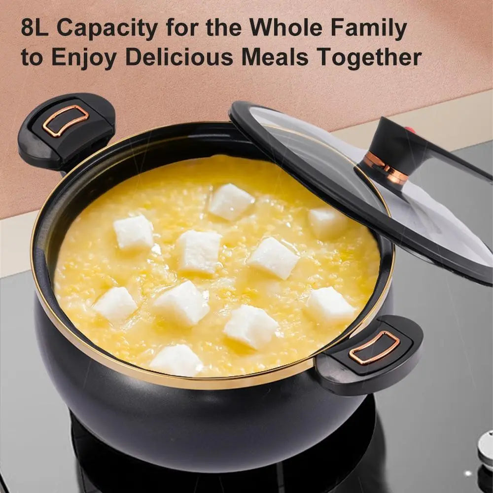 Large Capacity Stockpot with Twist Lock Handle for Quick Cooking, Non-Stick 8.45QT Multi-Purpose Cooking Pot, Multifunctional Soup Pot#Dealsforyoudays,Home Essentials