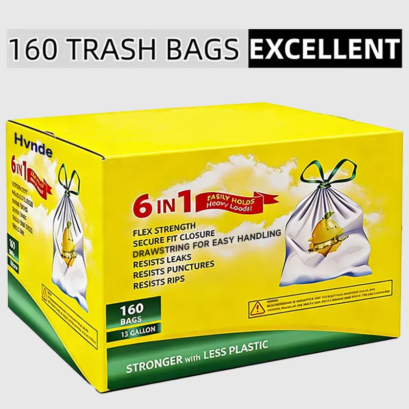 Count Ultra Strong 13Gallon Trash Bags, Individually Folded Tall Kitchen Trashbags Resist Leaks, Punctures, Ripsdrawstring,Office,Outdoors,Party,Petlovers,Summerwins,Dorm Essentials,Home Essentials