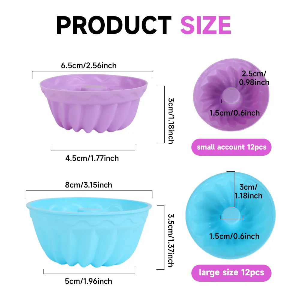 24Pcs/2.76Inch round Food-Grade Flexible Silicone Baking Cups - Nonstick Pumpkin Cake/Soap Molds, Oven-Safe, Dishwasher Safe, Heat-Resistant Bakeware for Kitchen Supplies, Weddings