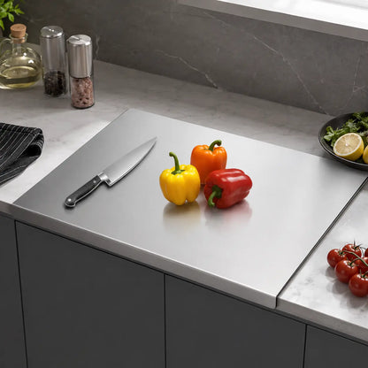 Stainless Steel Chopping Board - Anti-Slip Base, Mold-Resistant Kitchen Supply, Minimalist Essential Household Kitchen Accessory for Knife Use, Home Decor