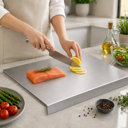 Stainless Steel Chopping Board - Anti-Slip Base, Mold-Resistant Kitchen Supply, Minimalist Essential Household Kitchen Accessory for Knife Use, Home Decor