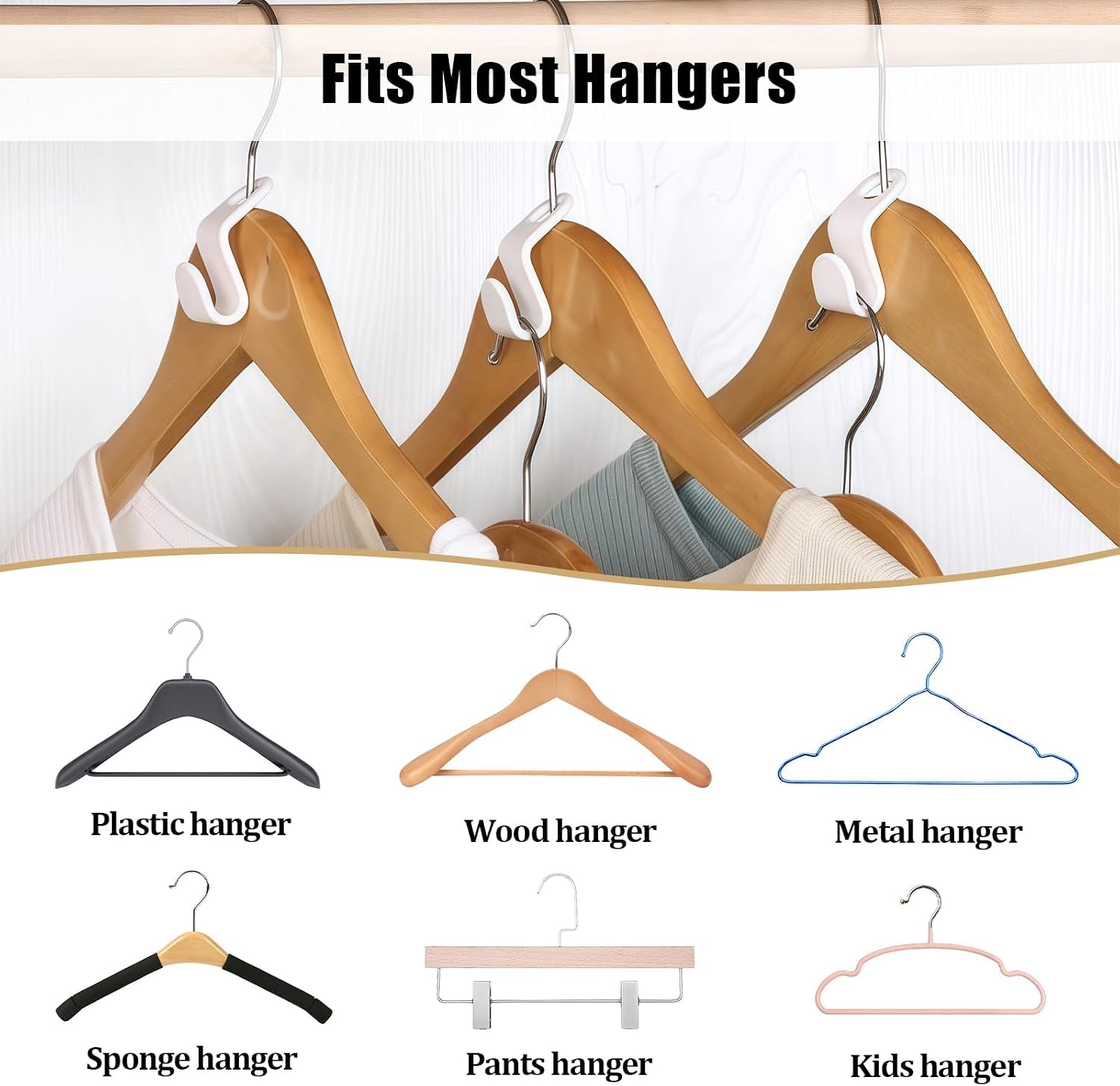100 Pcs Hanger Connector Hooks,Space Saving Hangers for Clothes,Clothes Connector Hooks, Hanger Organizer Space Saver,Hanger Extender Hooks