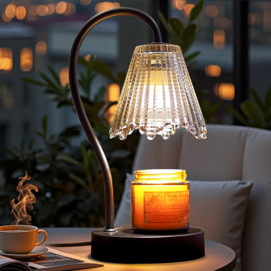 Candle Warmer Lamp with Timer, Vintage Dimmable Candle Lamp Warmer Adjustable Height, Electric Wax Melt Warmer with 2 Bulbs, Wax Warmer for Scented Jar Candles for Mom Gift Idea