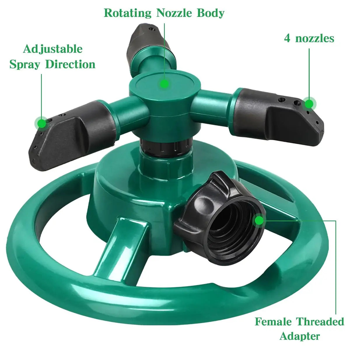 360 Degree Rotating Lawn Sprinkler, Automatic Garden Watering System, Large Area Coverage Irrigation, Heavy Duty Yard Sprinkler for Outdoor Spray, Adjustable Lawn & Garden Watering Device