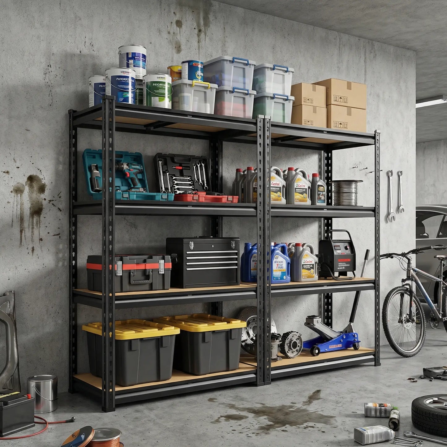 Raybee 2-Pack 4-Tier Heavyduty Garage Shelving Units Metal Shelves Storage Height Adjustable Utility Racks for Warehouse Organizing Pantry Kitchen Basement Shelf Organiser 35.5"Wide 12" Deep 60" High Twin Size 71" Wide #Tiktokshopbacktoschool