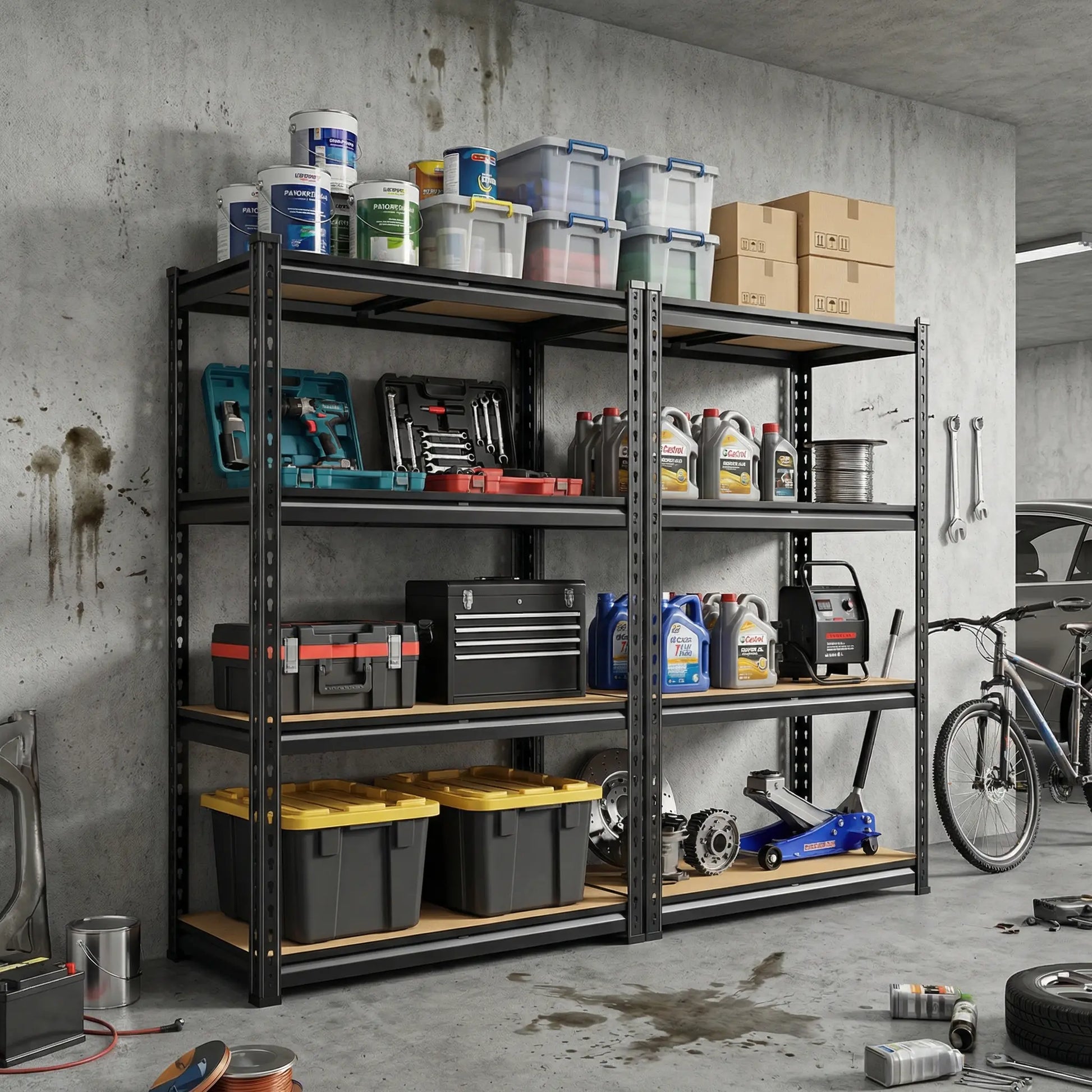 Raybee 2-Pack 4-Tier Heavyduty Garage Shelving Units Metal Shelves Storage Height Adjustable Utility Racks for Warehouse Organizing Pantry Kitchen Basement Shelf Organiser 35.5"Wide 12" Deep 60" High Twin Size 71" Wide #Tiktokshopbacktoschool