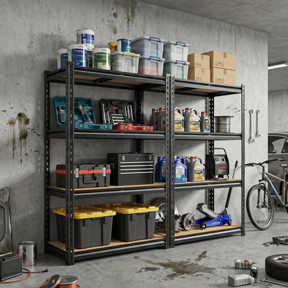 Raybee 2-Pack 4-Tier Heavyduty Garage Shelving Units Metal Shelves Storage Height Adjustable Utility Racks for Warehouse Organizing Pantry Kitchen Basement Shelf Organiser 35.5"Wide 12" Deep 60" High Twin Size 71" Wide #Tiktokshopbacktoschool
