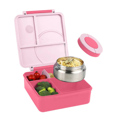 Chiclab Thermal Insulation Bento Lunch Box - 4 Compartments, 8Oz Leakproof Soup Thermos, Back to School School Lunch Pack, Keeps Hot Food Hot up to 6H for Travel