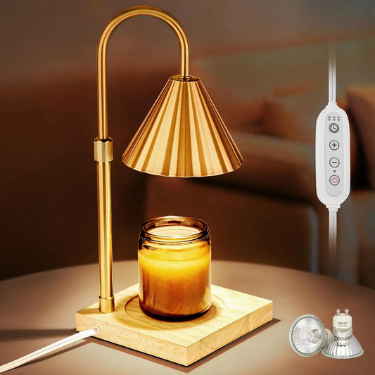 Candle Warmer Lamp, Dimmable Candle Warmer with Timer for Jar Candles, Wax Melt Warmer with Height-Adjustable Metal Lampshade ,Gifts for Moms Grandma Women Girls