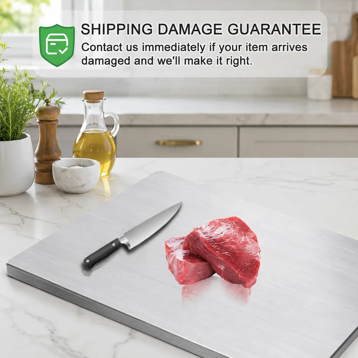 Stainless Steel Chopping Board - Anti-Slip Base, Mold-Resistant Kitchen Supply, Minimalist Essential Household Kitchen Accessory for Knife Use, Home Decor