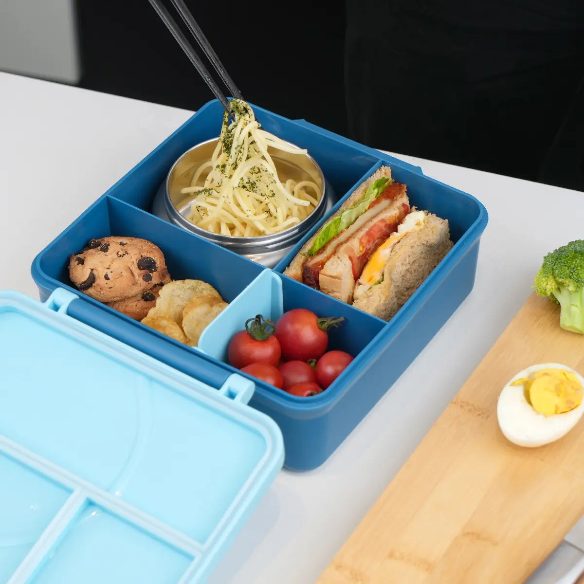 Chiclab Thermal Insulation Bento Lunch Box - 4 Compartments, 8Oz Leakproof Soup Thermos, Back to School School Lunch Pack, Keeps Hot Food Hot up to 6H for Travel