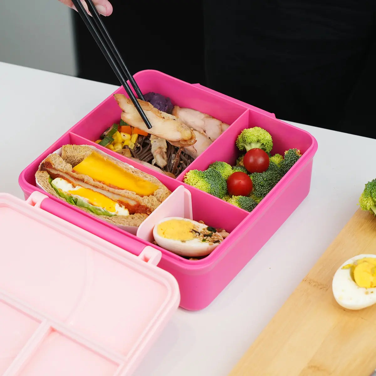 Chiclab Thermal Insulation Bento Lunch Box - 4 Compartments, 8Oz Leakproof Soup Thermos, Back to School School Lunch Pack, Keeps Hot Food Hot up to 6H for Travel