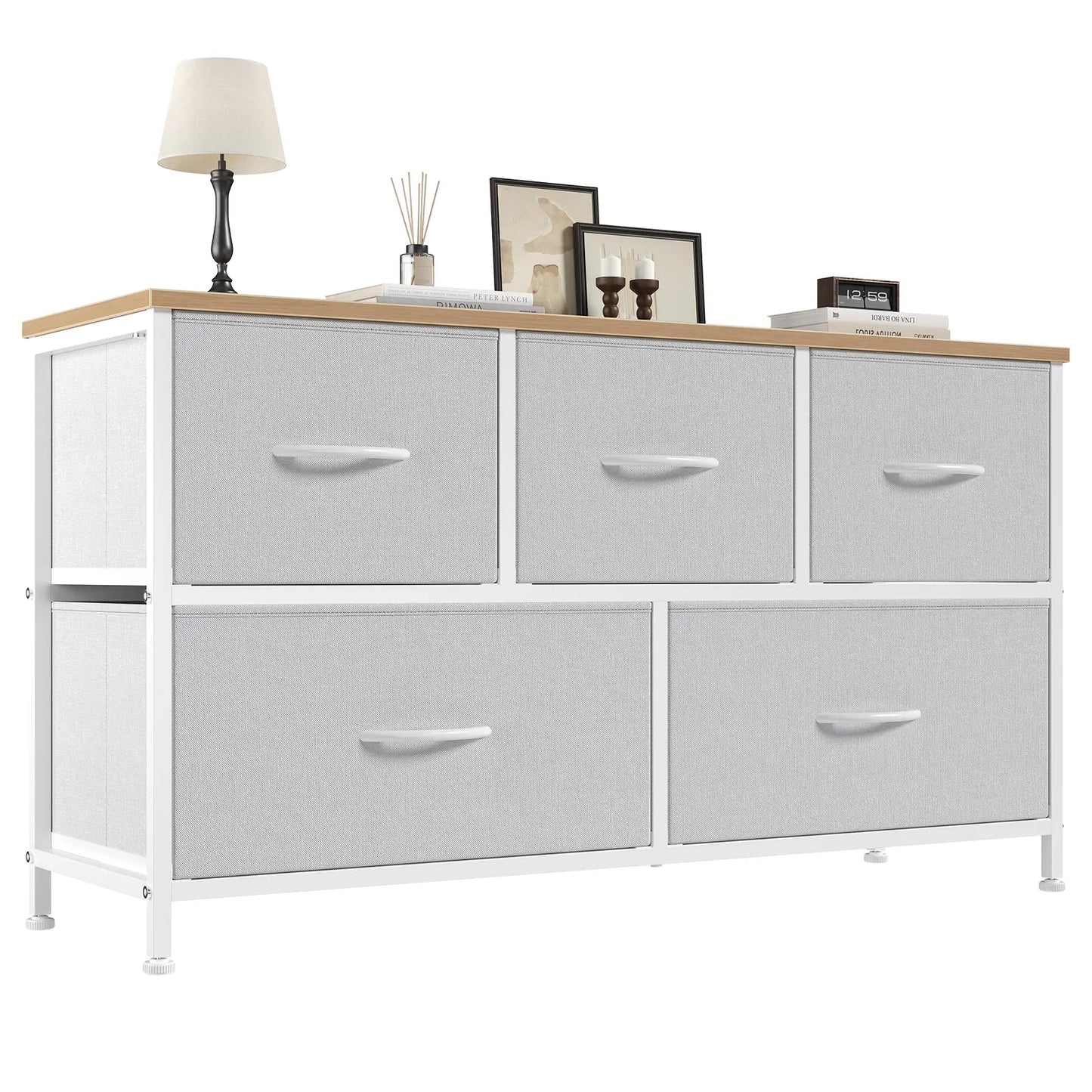 【Back to School】5-Drawer Fabric Storage Tower Dresser, Solid, Stable, Multifunctional Cupboard Cabinet with Fabric Bins, Apartment Furniture for Bedroom Closet Organization, Entryway Use, Room Accessories, Aesthetic Decor, Living Room Decorations