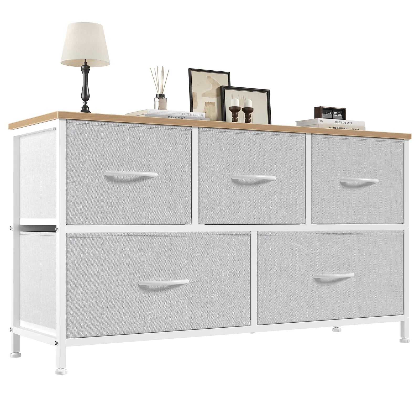 【Back to School】5-Drawer Fabric Storage Tower Dresser, Solid, Stable, Multifunctional Cupboard Cabinet with Fabric Bins, Apartment Furniture for Bedroom Closet Organization, Entryway Use, Room Accessories, Aesthetic Decor, Living Room Decorations