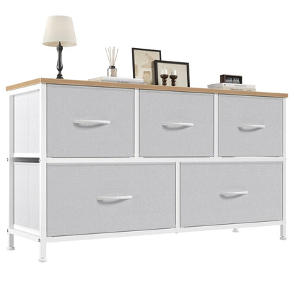 【Back to School】5-Drawer Fabric Storage Tower Dresser, Solid, Stable, Multifunctional Cupboard Cabinet with Fabric Bins, Apartment Furniture for Bedroom Closet Organization, Entryway Use, Room Accessories, Aesthetic Decor, Living Room Decorations